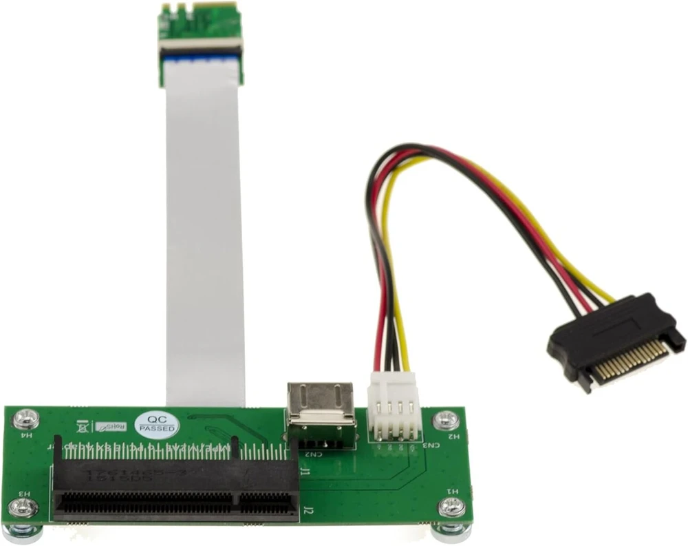 Kalea-informatique Riser Pcie x8 į M2 E A Key adapteris su 15 cm arba 25 cm ekranuotu plokščiu kabeliu 8x Pci Express kortelės montavimui į M.2 Ea Key prievadą