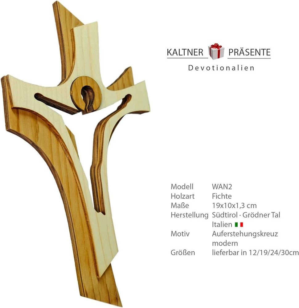 Kaltner Prasente Kalner Präsente modernus medinis kryžius ant sienos, 19 cm