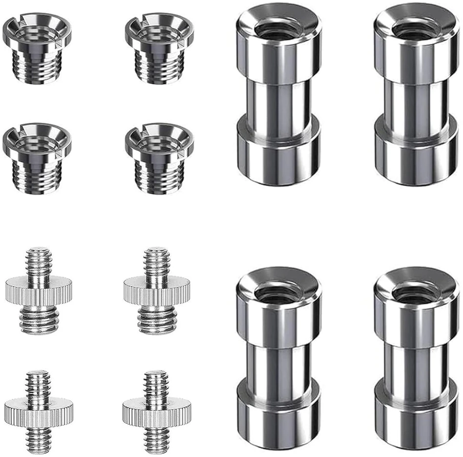 Kameros sriegio adapteris, 1/4 colio sraigtinis adapteris, 3/8 colio sraigtas, 12 vnt. trikojo sriegio adapterių rinkinys, kameros sraigtų adapteris, skirtas kameros trikojui, vienkojui, rutulinei galvutei, šviesos stovui
