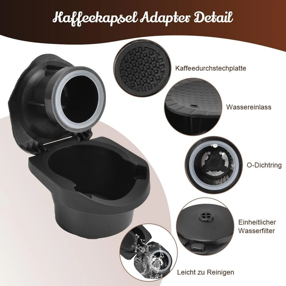 Kapsulės adapteris kavos aparatui, daugkartinio naudojimo kavos kapsulių konverterio adapteris originalioms kapsulėms, kavos kapsulių adapteris, užpildomas