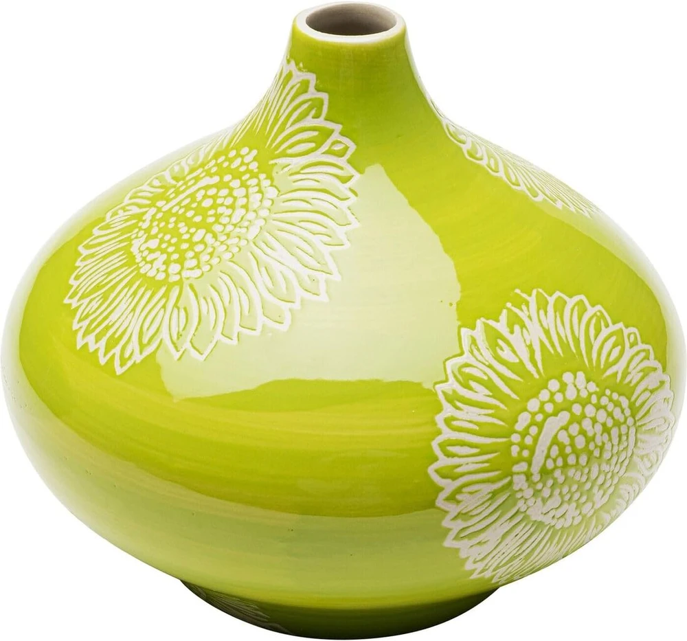 Kare Didelė vaza „bloom Design“, žalia, dekoratyvinė vaza, vaza gėlėms, porcelianas, rankų darbo, unikali, 21 cm (a)