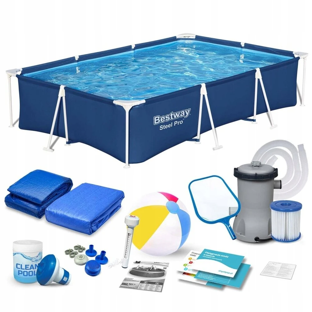 Karkasinis sodo baseinas su siurbliu 300 x 201 x 66 cm mega rinkinys 16in1 Bestway