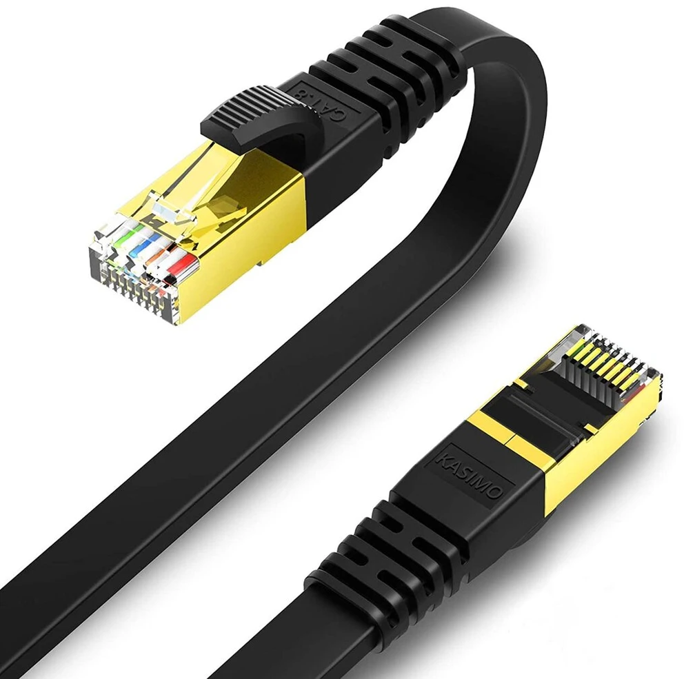 Kasimo Cat 8 plokščias tinklo kabelis, 1m x 2 vnt., 40 Gbps