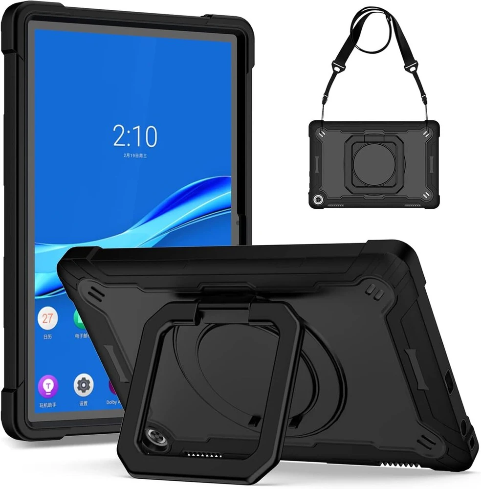 Katumo dėklas, skirtas Lenovo Tab M10 3rd Gen 10.1 colio 2022 Tb328, atsparus smūgiams, tvirtas, nešiojamas su 360° besisukančiu stovu ir dirželiu per petį, skirtas Lenovo M10 (3rd Generation) 25.7 cm 10.1 colio