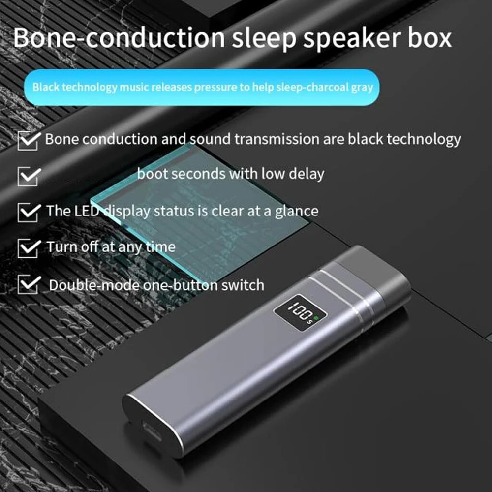 Kompiuterio kolonėlės Kaulų laidumo bluetooth pagalvės garsiakalbis, led ekranas, belaidis garsiakalbis po pagalve su laikmačiu, 400 mah baterija, 10 m perdavimas, type c pagalvės garsiakalbis