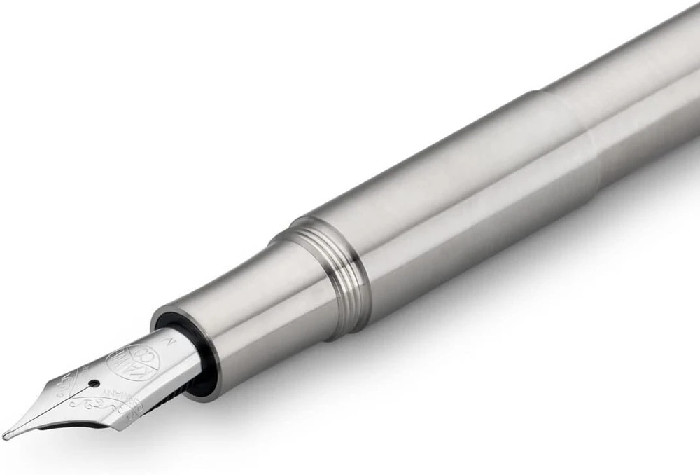 Kaweco Supra plunksnakotis, nerūdijantis plienas, išskirtinis plunksnakotis rašalo kasetėms su aukštos kokybės plieno plunksna, įskaitant retro metalinę dėžutę, plunksnakotis 95–165 mm, plunksnos plotis: m (vidutinis)