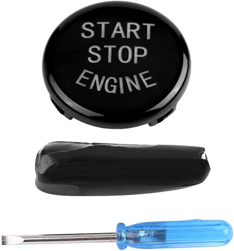 Keenso automobilio start/stop mygtukas, automobilio užvedimo mygtuko variklio uždegimo jungiklio dangtelis, skirtas e90 e91 e92 e93 e60 2004-2009 x1 e84 x3 e83 x5 e70 x6 e71 x6 e72 (juodas)
