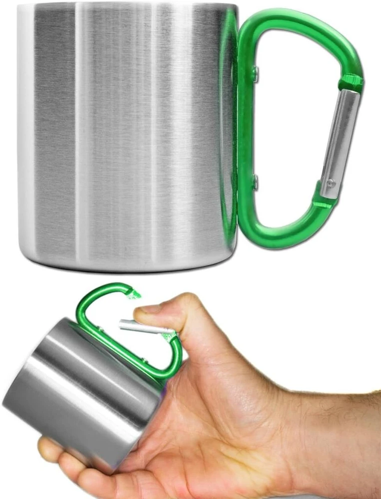 Kempingo puodelis su karabinu, nerūdijančio plieno, 250ml
