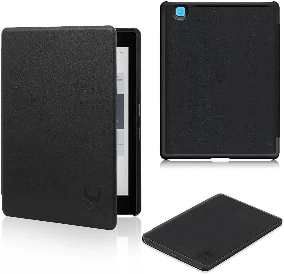 Kepuch dėklas, skirtas Kobo Aura Edition 2 - Folio Premium Pu odos dėklas, skirtas Kobo Aura Edition 2 2016 Ereader su automatiniu pažadinimu/užmigdymu - Juodas