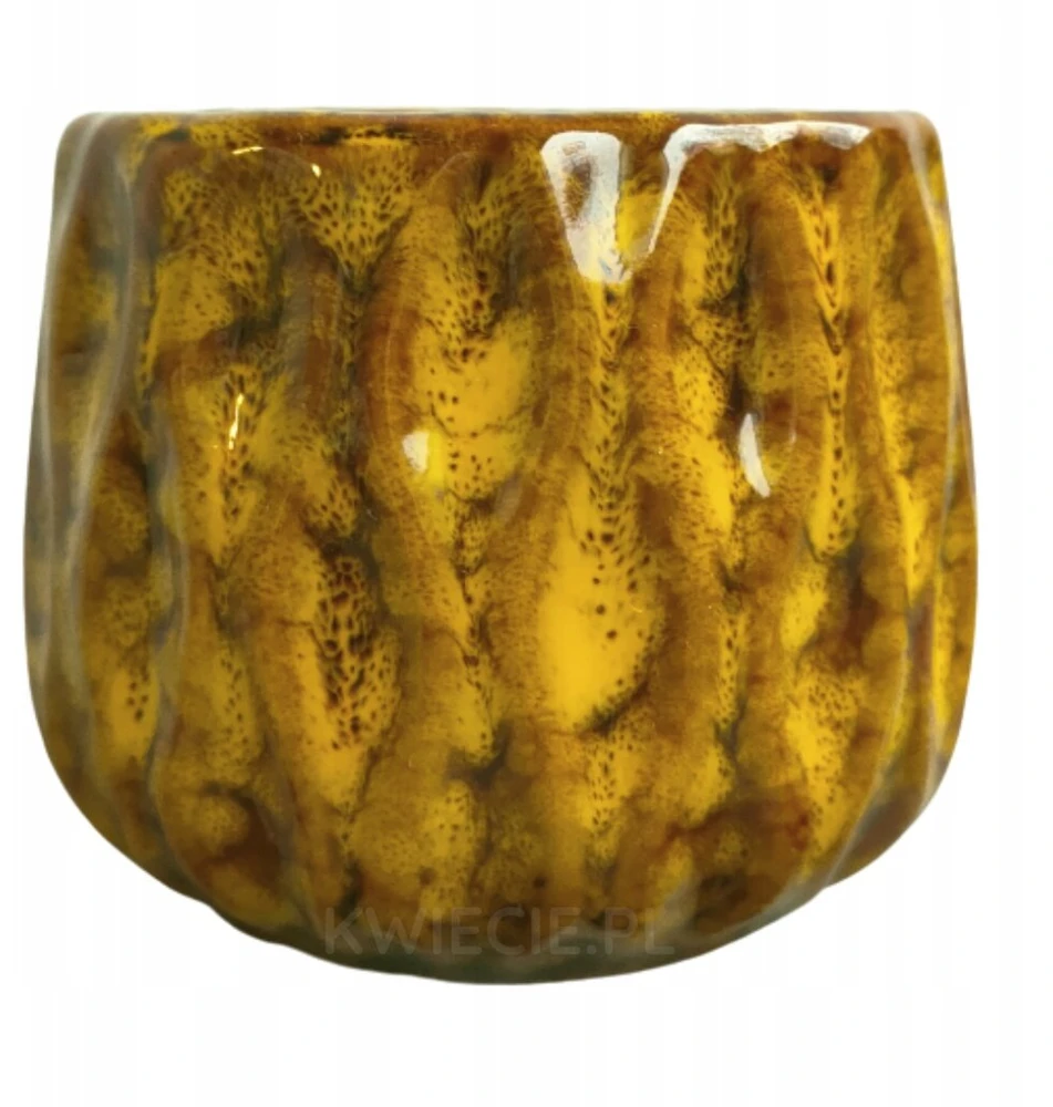 Keraminis dangtelis wave geltonas 8 cm gėlių vazonui