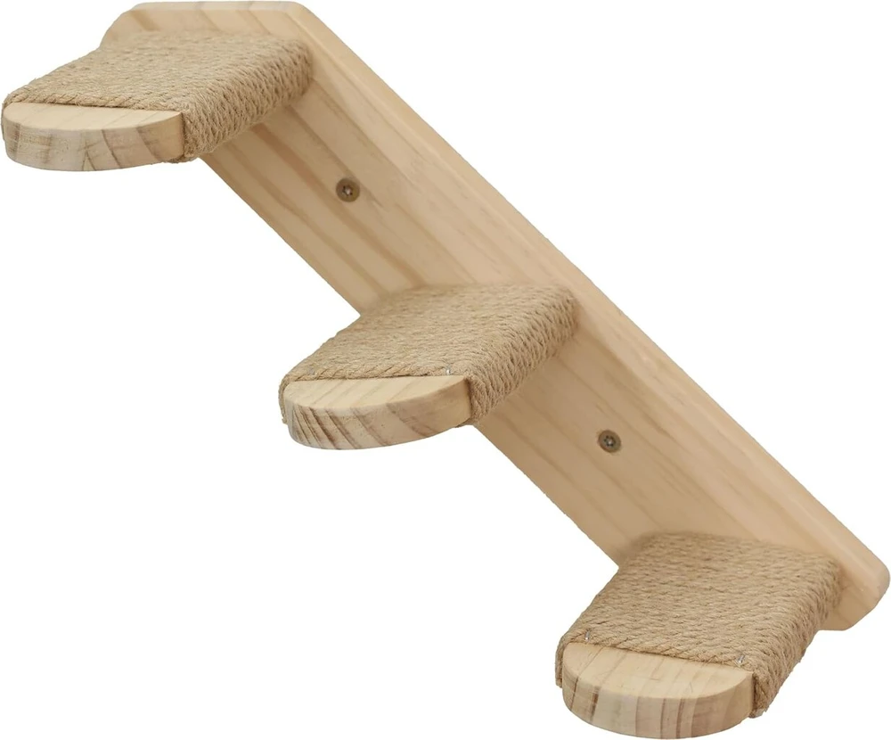 Kerbl Timber 80916 kopėtėlės katėms (natūralios spalvos, ilgis x plotis 38 x 16,5 cm, maksimali apkrova 6kg, su natūraliu džiutu montavimui ant sienos, montuojamos iš abiejų pusių, žaislas katei, gyvūnų aksesuarai)