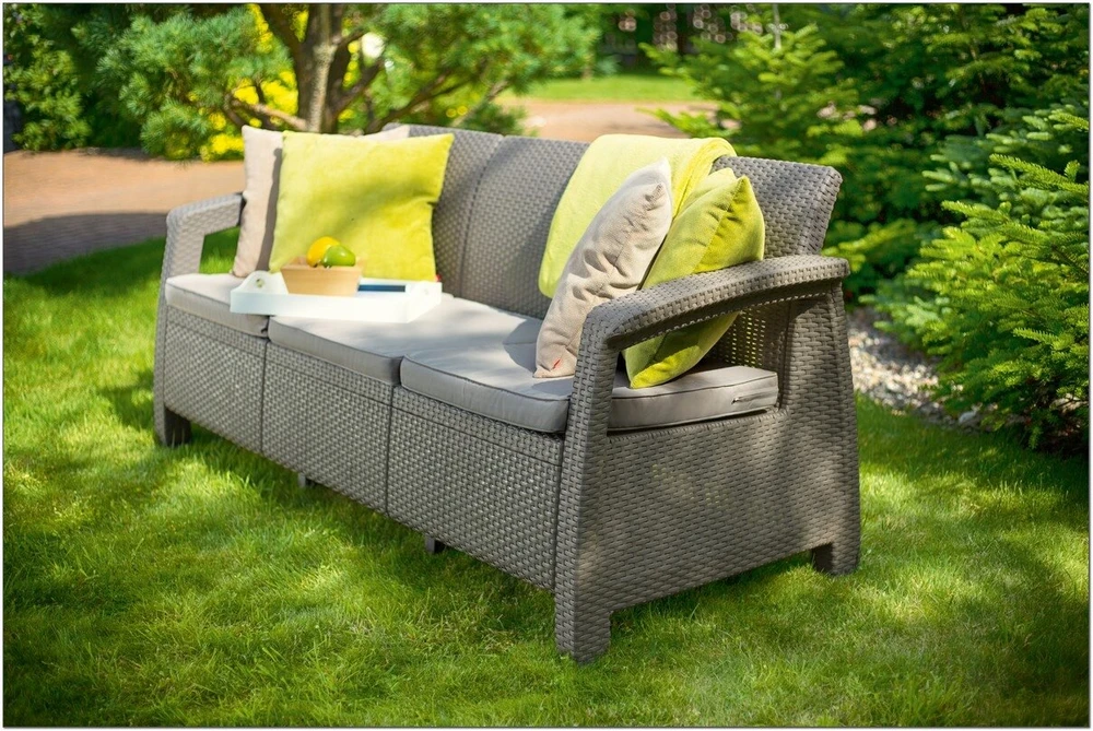 Keter 3 vietų sodo sofa su Corfu pagalvėlėmis