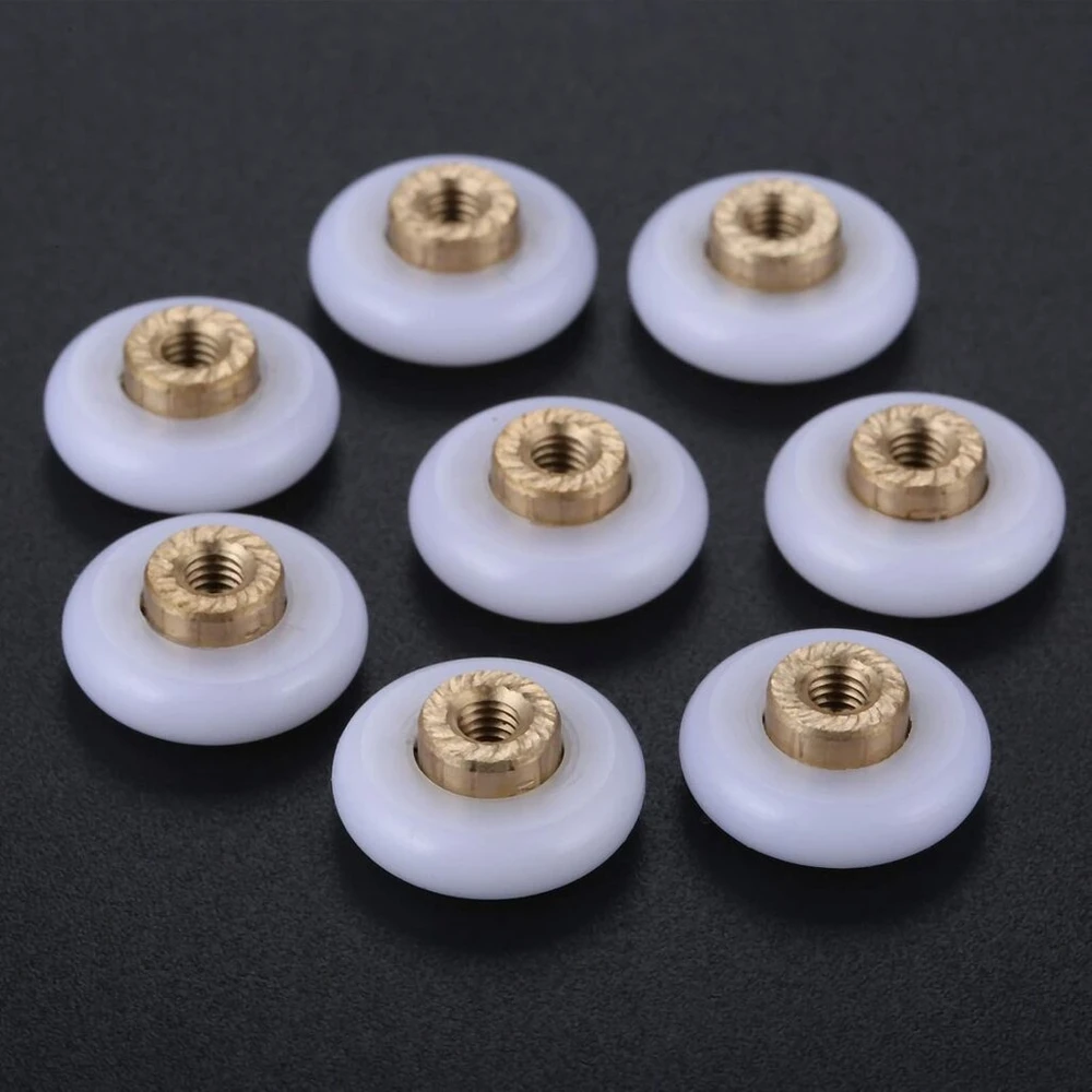 Kf-wheels 8 vnt. vonios kambario dušo durų ratukai / bėgeliai, 18 mm skersmens ratukų atsarginės dalys dušo kabinų bėgeliams