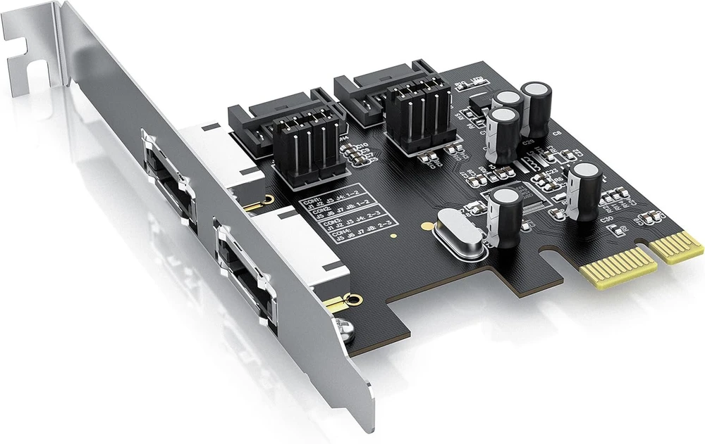 Kietasis diskas Csl pci express 2.0 valdiklio/sąsajos plokštė, skirta sata iii esata iii ssd ir hdd diskams/6 gbps 2x vidinė sata 2x išorinė esata – Asmedia