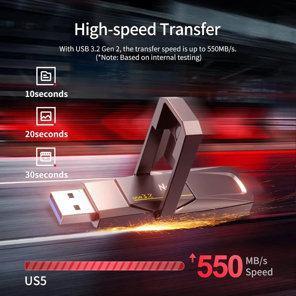 Kietasis diskas Netac Us5 512gb išorinis nešiojamas Usb Ssd Type-c ir Usb 3.2 sąsaja, greitis iki 550mb/s išmaniesiems telefonams ir nešiojamiesiems kompiuteriams, Ssd diskas