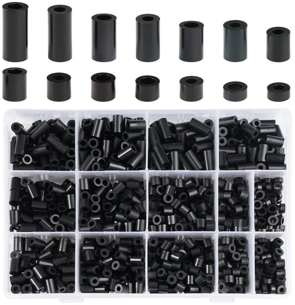 Kinetickraft apvalios tarpinės, 1000 vnt., Abs plastikinės tarpinės M3, M4 varžtams, izoliacinės poveržlės be sriegio, izoliacinės tarpinės varžtams