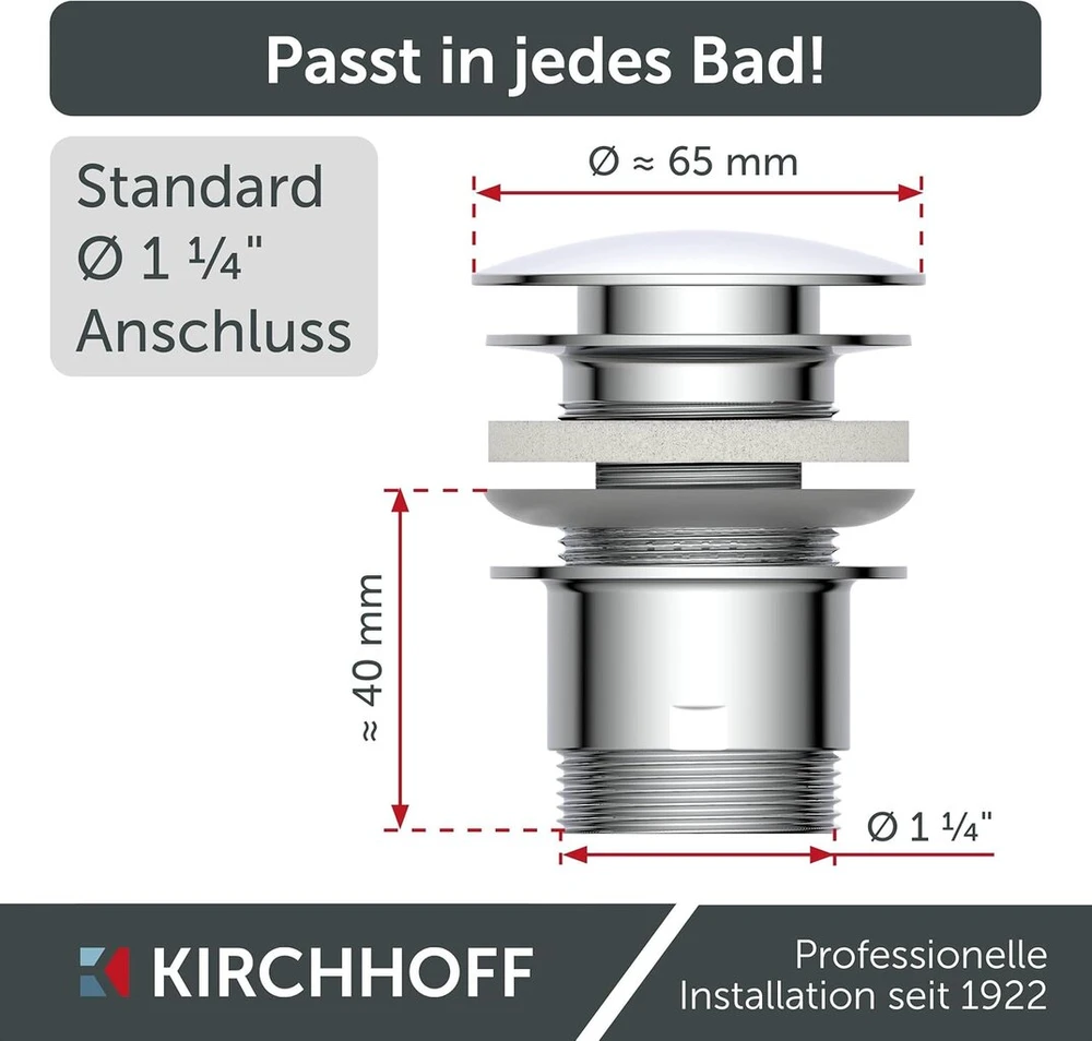 Kirchhoff Design Waste – Alva 1 1/4 colio x 65 mm, 98807330