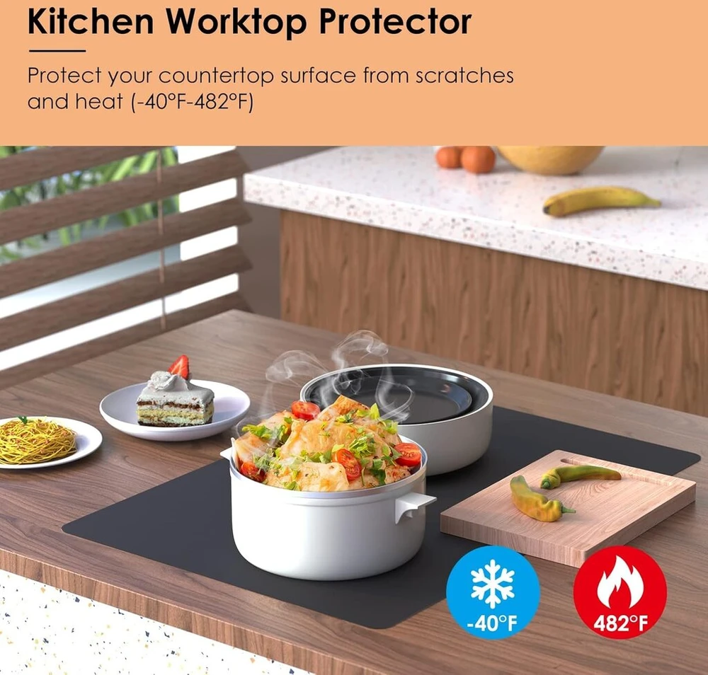 Kitchenraku silikoninis kilimėlis 50 x 70 cm, neslystantis stalo kilimėlis, karščiui atsparus nelipnus kilimėlis, stalo kilimėlis, daugkartinio naudojimo, saugus maistui, galima plauti indaplovėje