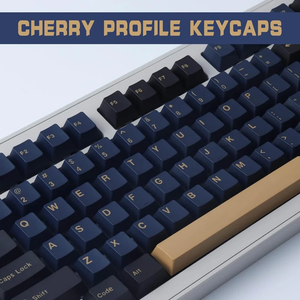 Klavišų dangteliai Double Shot Abs, 173 klavišai, pritaikyti klavišų dangteliai Ansi ir Iso (uk) išdėstymas Cherry profilis su 7u tarpo klavišu, skirtas Gateron Cherry Mx Switch mechaninei klaviatūrai