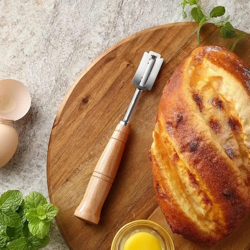Kllj Bakerio peilis, duonos peilis, 2 vnt. bagetės peilių rinkinys, tešlos peiliai, duonos kepimo peilis, tešlos skustuvas, duonos kepėjo pjaustytuvas, skirtas "pasidaryk pats" duonos tešlos raštams