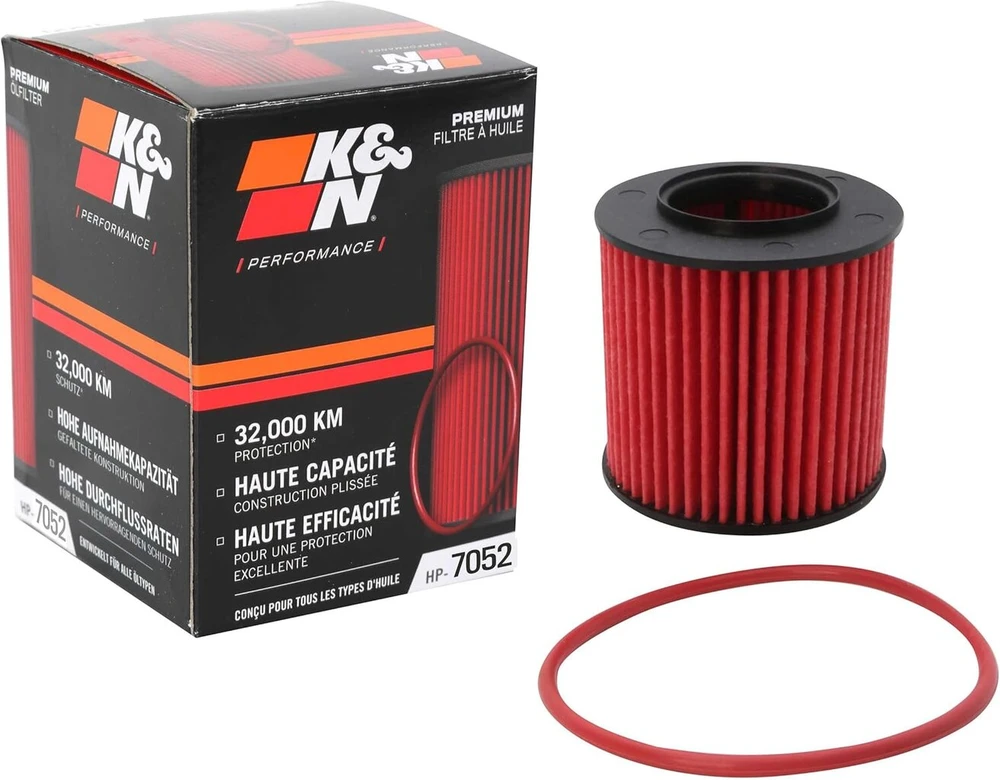K&n alyvos filtras - high performance series, suderinamas su audi, seat, škoda ir volkswagen (hp-7052), raudonas