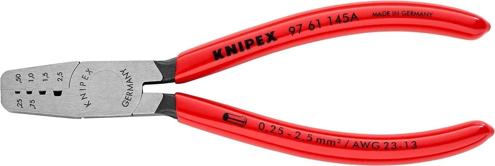 Knipex 97 61 145 A replės galinėms movoms (antgaliams) užspaudimui, plastiku dengtos, 145 mm