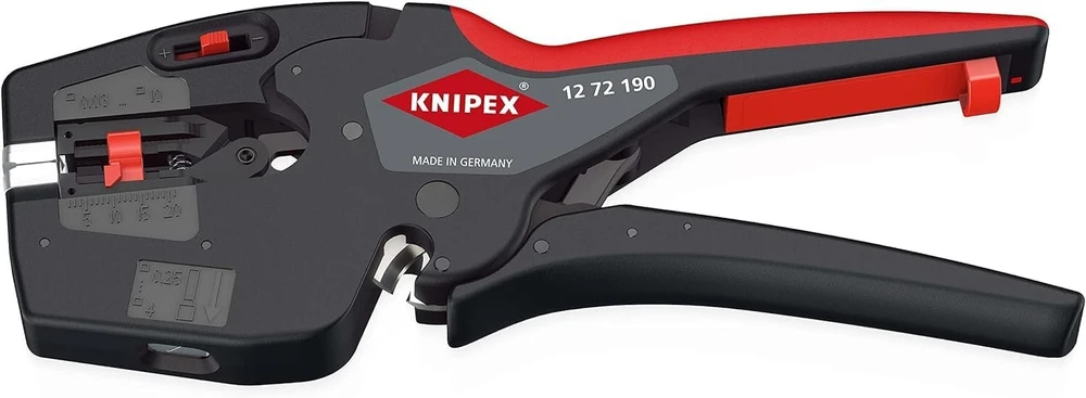 Knipex nexstrip automatinis laidų nuėmiklis 0,03–10 mm², su gofravimo funkcija, laidų antgaliai iki 4 mm², su smulkiu reguliavimu 12 72 190