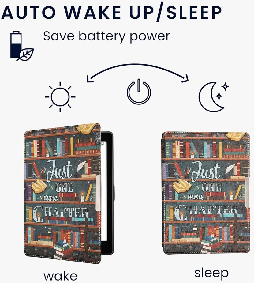 Kobo Aura One dėklas - "bibliotekos tema" - atverčiamas