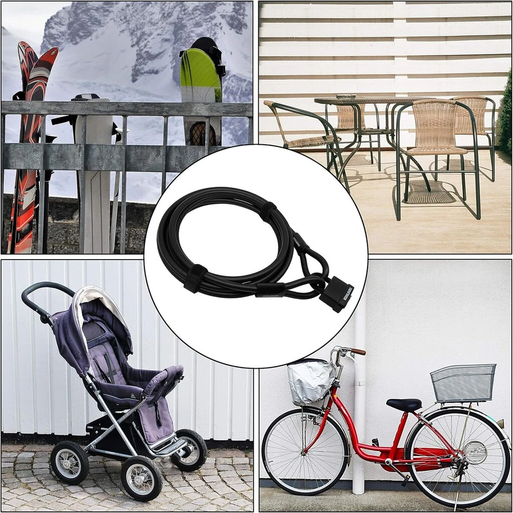 Kohlburg trosinė spyna 5 m ilgio – lengvai užrakinama spyna be rakto – 5 m plieno trosas dviračiui su velcro tvirtinimo detalėmis – 500 cm plieno trosas sodo baldams ir kaip dviračio spyna