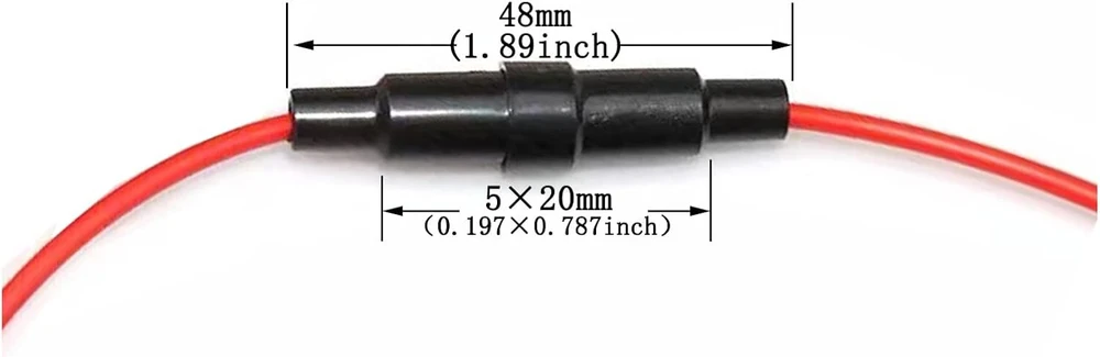 Kolacen automobilinis įsukamas saugiklio laikiklis 5x20mm agc su 18 awg laidu (10 vnt.)
