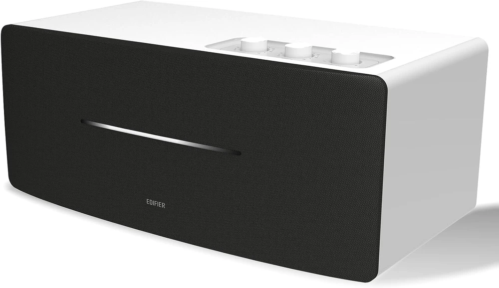 Kompiuterio kolonėlės Edifier D12 kompaktiška stereo garsiakalbių sistema (70w) su bluetooth 5.0 ir infraraudonųjų spindulių nuotolinio valdymo pulteliu - puikiai tinka valgomajam, virtuvei, darbo vietai