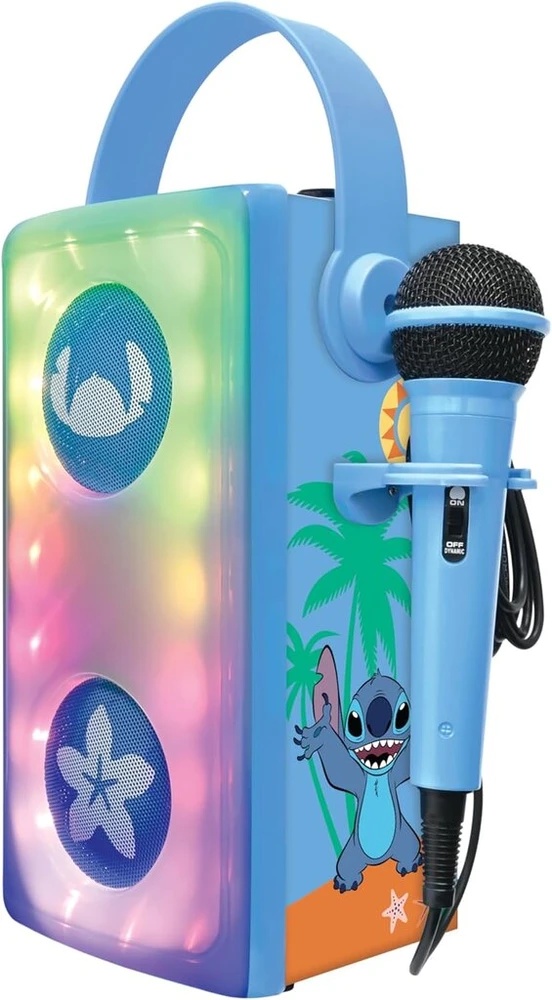 Kompiuterio kolonėlės Lexibook, Disney Stitch Btp185dz šviečiantis belaidis bluetooth® garsiakalbis su mikrofonu, įvairiaspalviai šviesos efektai, Sd/tf kortelės lizdas, įkraunama baterija, mėlynas