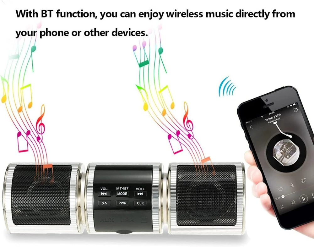 Kompiuterio kolonėlės Motociklo Bluetooth garsiakalbis, atsparus vandeniui, sidabrinis