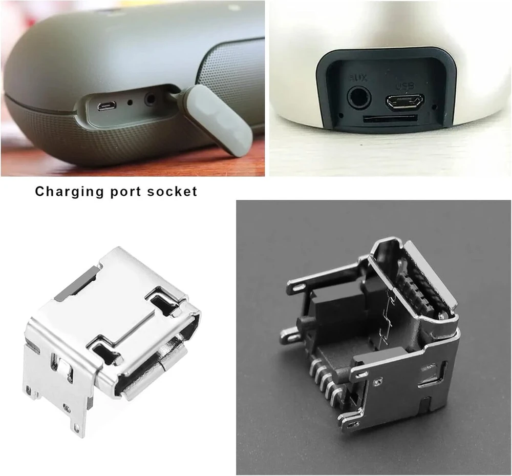 Kompiuterio kolonėlės Ototec 5x micro-usb įkrovimo prievado jungties modulis, suderinamas su jbl charge 3 bluetooth garsiakalbiu, atsarginis lizdas, dc lizdas, litavimas