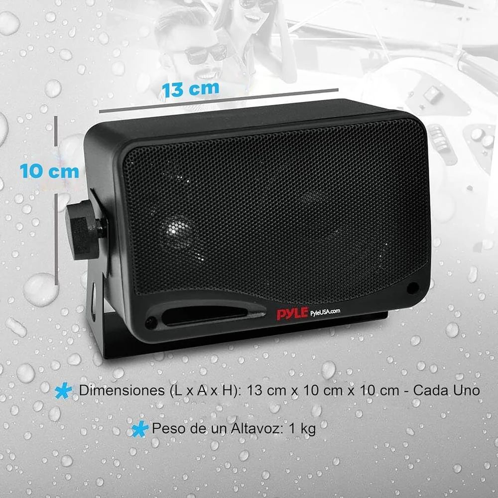 Kompiuterio kolonėlės Pyle 3.5 colių lauko kolonėlė su bluetooth 200 W - 3 krypčių stereo sistemos dėžės naudojimui patalpose ir lauke - vandeniui atspari paviršiaus kolonėlė terasai, garažui, baseinui ir gyvenamajam plotui, komplekte sieninis laikiklis ir maitinimo šaltinis