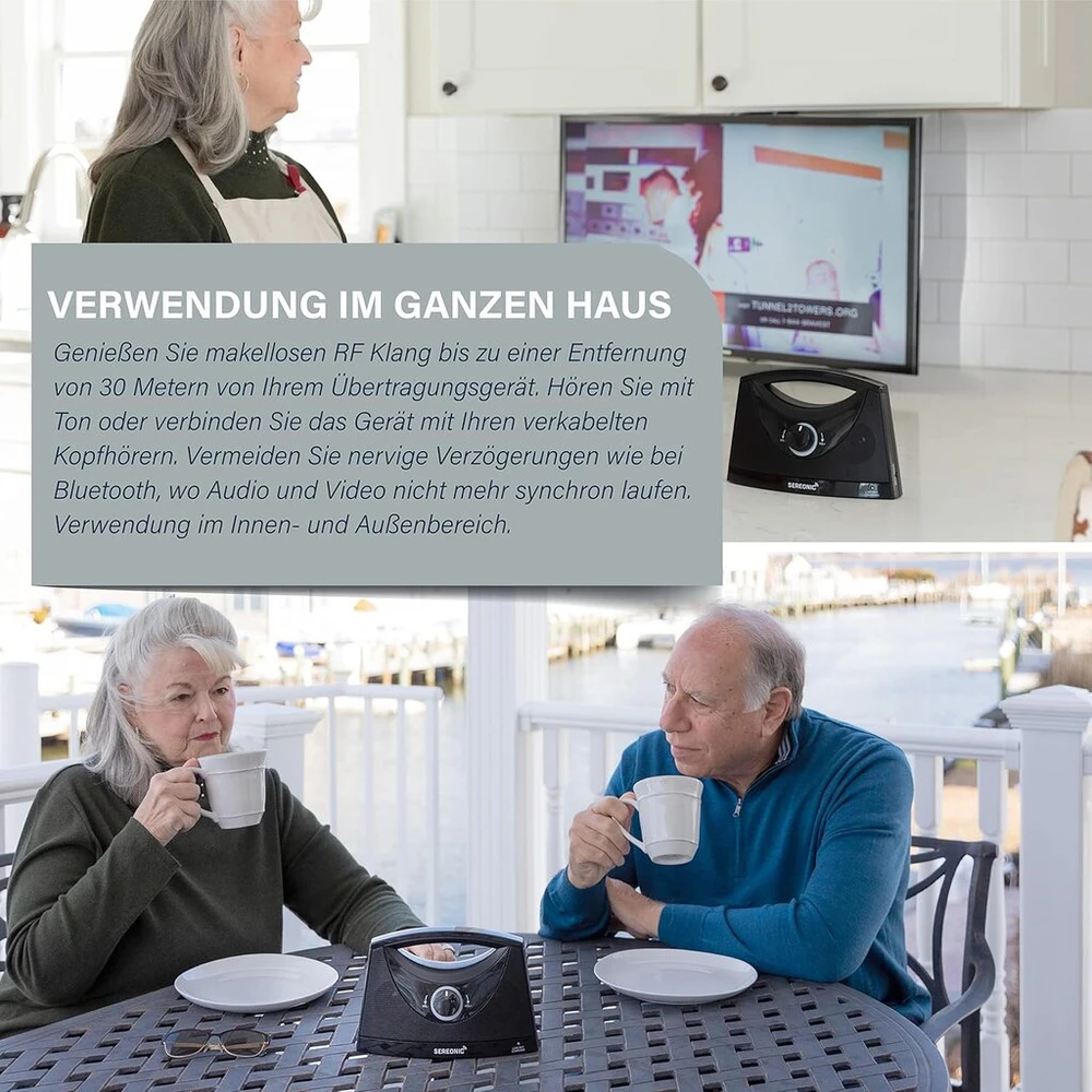Kompiuterio kolonėlės Sereonic nešiojamas belaidis tv balso stiprintuvas - klausos stiprintuvas tv senjorams - belaidis balso stiprintuvas su 30 m atstumu - tv garsiakalbis senjorams - idealiai tinka geresniam klausymui
