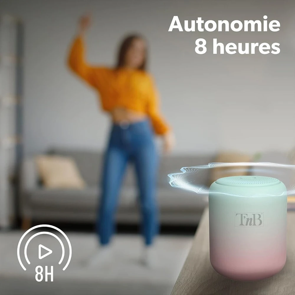 Kompiuterio kolonėlės T'nb garsiakalbis colour - nešiojamas belaidis garsiakalbis, 8 valandų bluetooth ryšys, mažas vandeniui atsparus garsiakalbis dušui ipx4, madingas ir spalvingas mini formatas - žalia ir rožinė