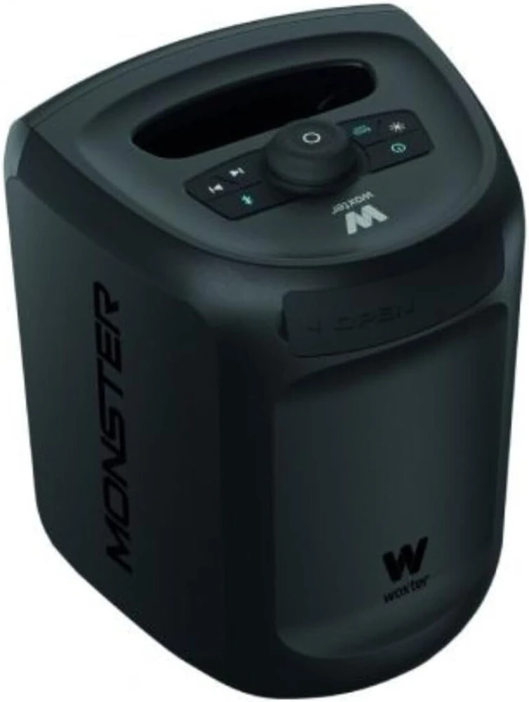 Kompiuterio kolonėlės Woxter Monster nešiojama bluetooth kolonėlė su karaoke funkcija, rgb, 2000mah baterija, 60w galia, keli bluetooth 5.3 įėjimai, mikrofono įvestis, micro sd, aux ir usb