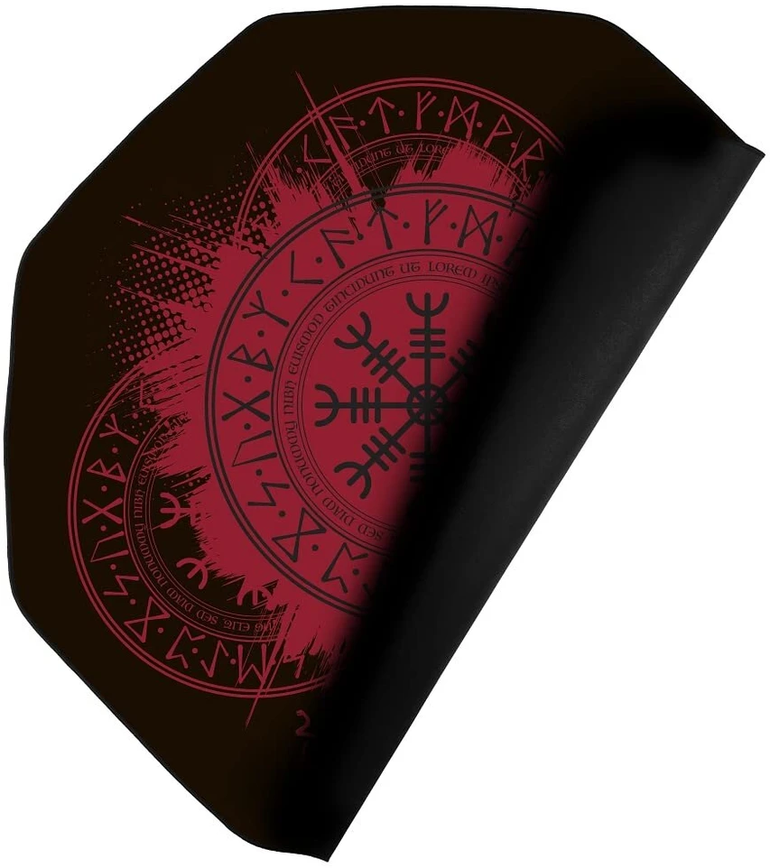 Konix Drakkar Bodenmatte Kattegat 98 x 98 cm žaidimų ir biuro kėdėms - vikingų - raštas - juoda ir raudona