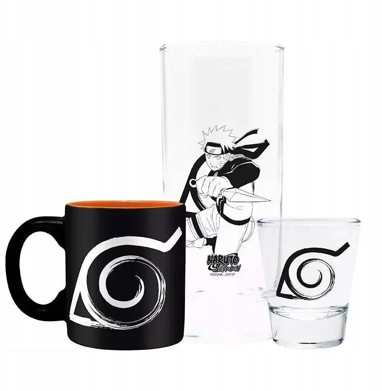 Konoha rinkinys: stiklas + Naruto Shippuden espresso rinkinys