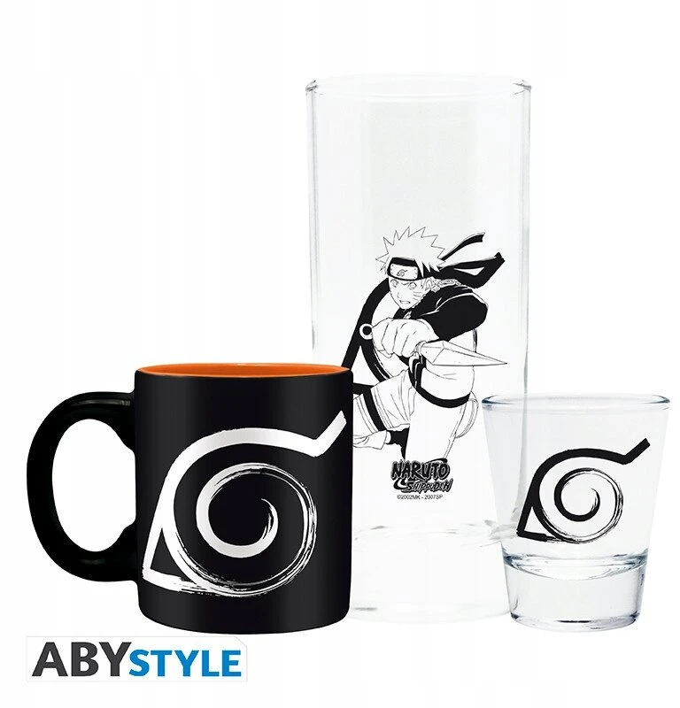 Konoha rinkinys: stiklas + Naruto Shippuden espresso rinkinys