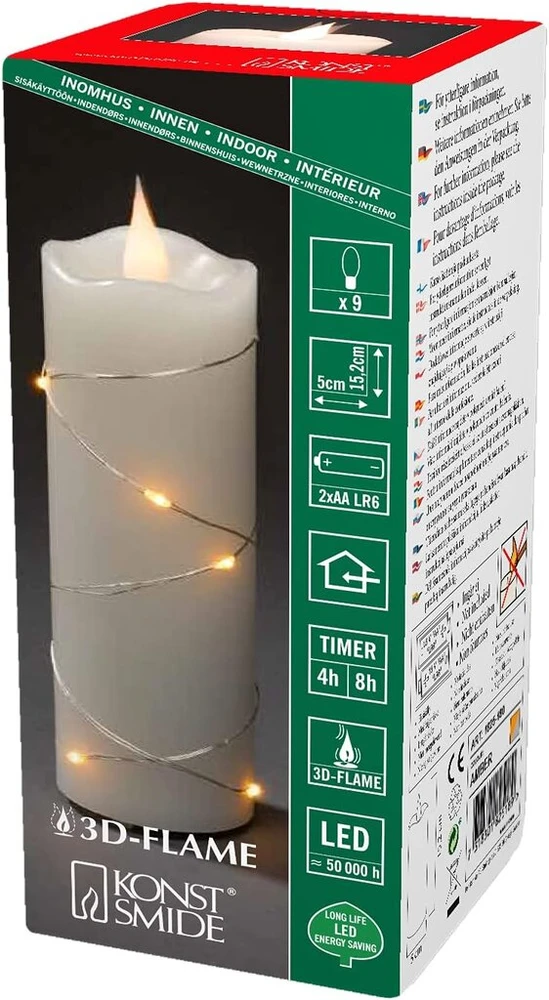 Konstsmide Led žvakė su laikmačiu, 8 Led, kreminės baltos