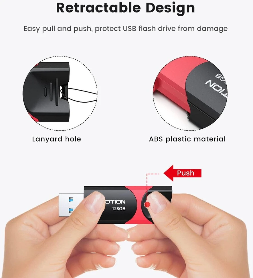 Kootion 128gb Usb atmintinė Usb 3.0, ištraukiama, 128g duomenų atmintinė, itin didelės spartos atmintinė su Led ekranu duomenų