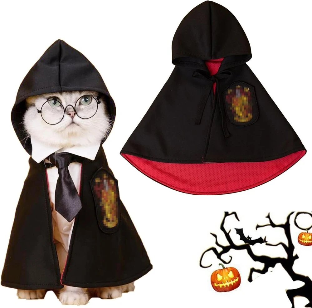 Kostiumo apsiaustas katei, naminių gyvūnėlių cosplay raudoni drabužiai juokingas katės kostiumas mažo šuns kostiumas reklaminis kostiumas vakarėlio dekoravimui kalėdinė dovana (l)