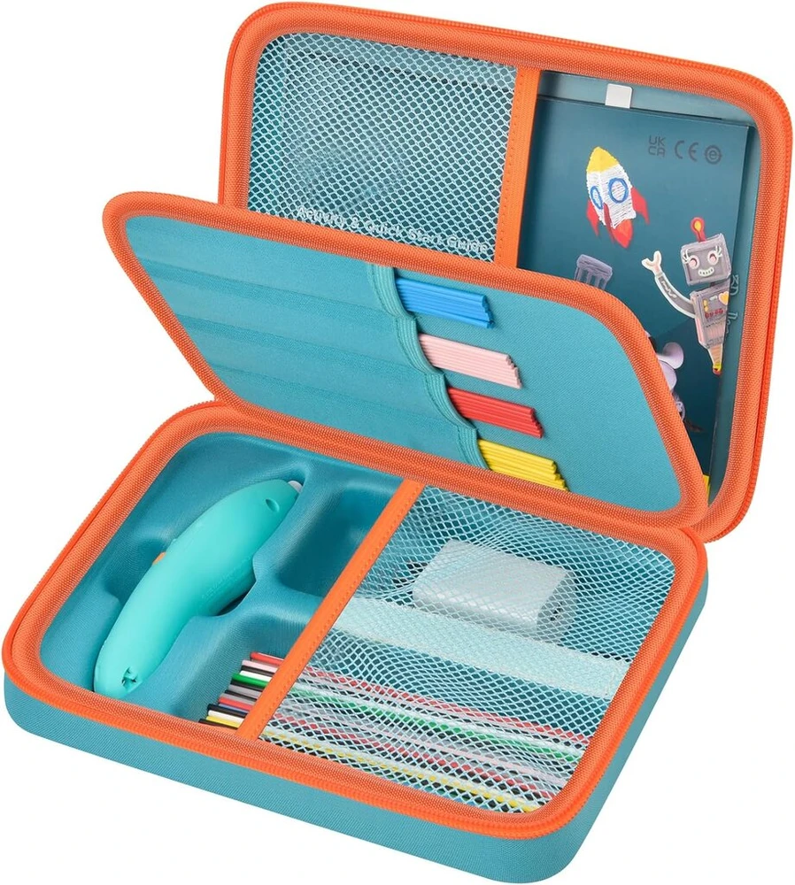 Dėlionė Krepšys 3doodler Start+ Essentials (2023/2024) vaikiškam 3d rašikliui, meno užsiėmimų rinkinio laikymo dėklas edukaciniam Stem žaislui, plastikinių gijų laikymui, skirtas tik Doodlepad dėžutei (žalias)