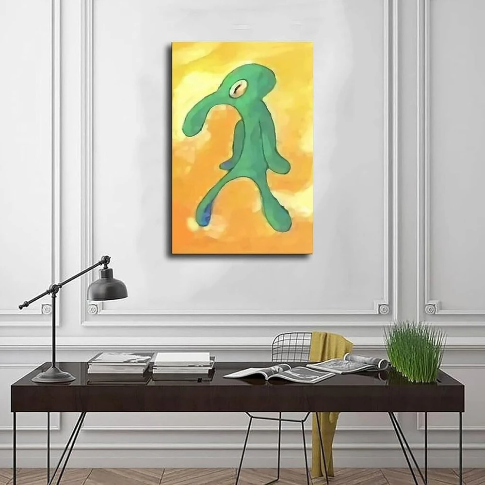 Plakatas Krilucly animacinio aštuonkojo drobės paveikslas, tualeto vonios kambario dekoravimo paveikslėlis, squidward paveikslo drobės paveikslai miegamajam, squidward paveikslo paveikslėlis, svetainei, vonios kambario dekoravimui, atsparus vandeniui