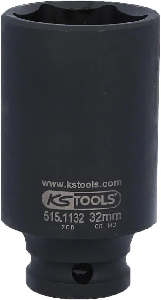 Ks tools 1/2 colio šešiakampis smūginis galvutė, ilga, 32 mm, ant pakabos