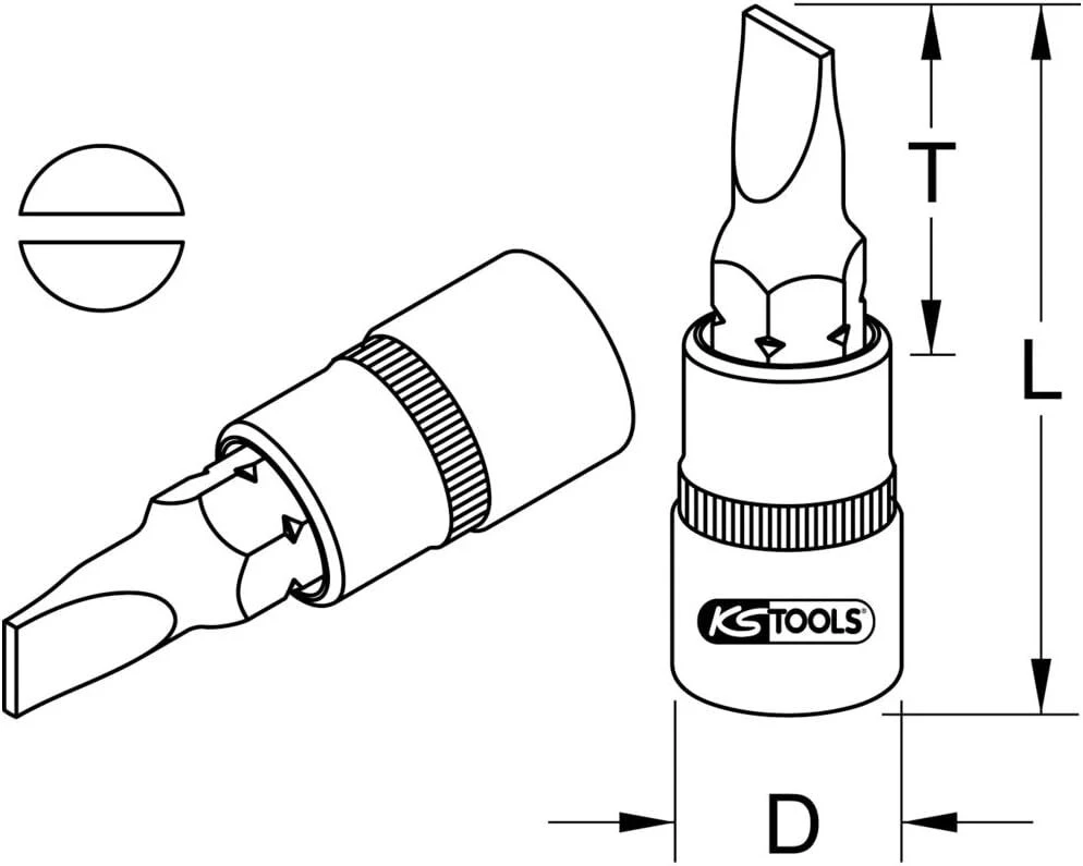 Ks tools 1/4 colio chrome plus bitų lizdas, plokščias, 4 mm, nerūdijantis plienas, vienas dydis