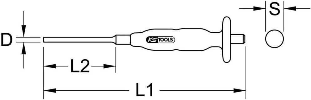 Ks tools 156.0234 Štiftų išmušėjas, cilindrinis kotas, 6 mm