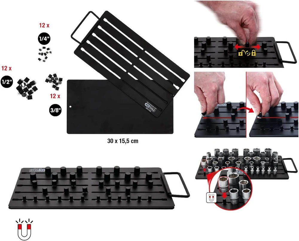 Ks Tools 800.0185 magnetinė lizdų laikiklių sistema, 38 dalys